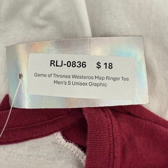 Game of Thrones Westeros Map Ringer Tee Men’s S Unisex Graphic - Picture 5 of 5